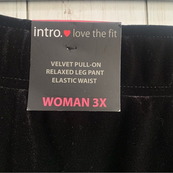 NWT Intro Love the Fit Black Velvet Pull-on Relaxed Wide Leg Elastic Waist Sz 3X - Picture 3 of 15
